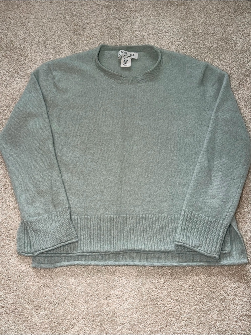 Rachel Zoe women’s Crewneck cashmere Sweater in Sage Green